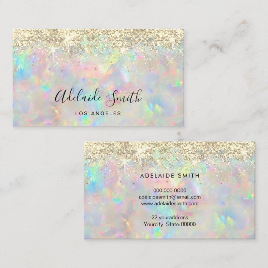 新しいオパールフェイクストーングリッター名刺 名刺 (正面/裏面)
