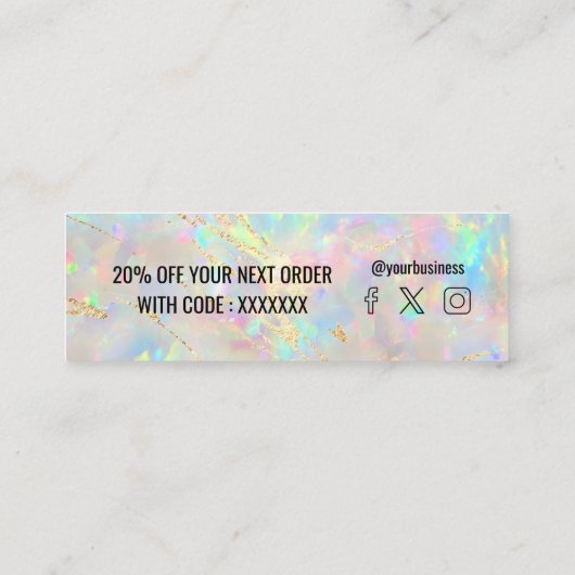 新しいオパール宝石ありがとう スキニー名刺 (裏面)