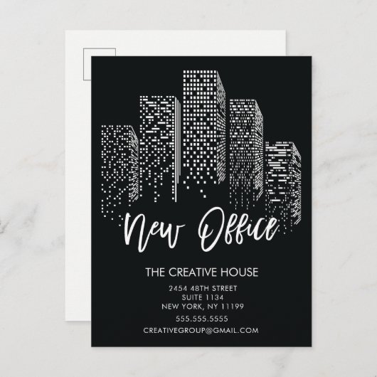 新しいオフィスの引越し案内のポストカード 案内ポストカード (正面/裏面)