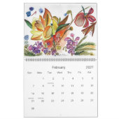 新しいオレンジと紫の花絵 カレンダー (2月 2027)
