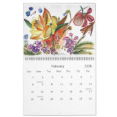 新しいオレンジと紫の花絵 カレンダー (2月 2026)