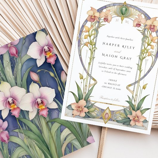 新しいオーキッド庭園の結婚式招待状 招待状