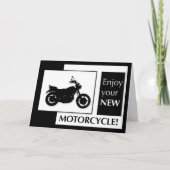 新しいオートバイおめでとう、白黒 カード (正面)