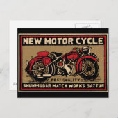 新しいオートバイの安全マッチラベル ポストカード (正面/裏面)