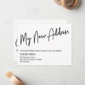 新しいカジュアルアドレスの白黒のお知らせ ノートカード (正面/裏面インサイチュ)