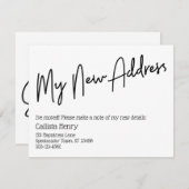 新しいカジュアルアドレスの白黒のお知らせ ノートカード (正面/裏面)