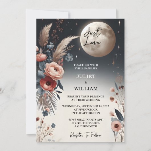 新しいカジュアルハートはファンシー単なる愛結婚の 招待状 (正面)