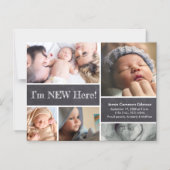 新しいカスタムこちらベビー写真コラージュ マグネット招待状 (正面)