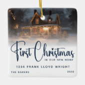 新しいカスタムホームでの初めてのクリスマスロゴギフト セラミックオーナメント (正面)