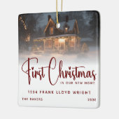 新しいカスタムホームでの初めてのクリスマスロゴギフト セラミックオーナメント (左)