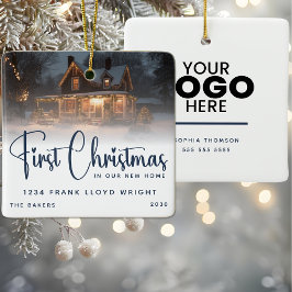 新しいカスタムホームでの初めてのクリスマスロゴギフト セラミックオーナメント