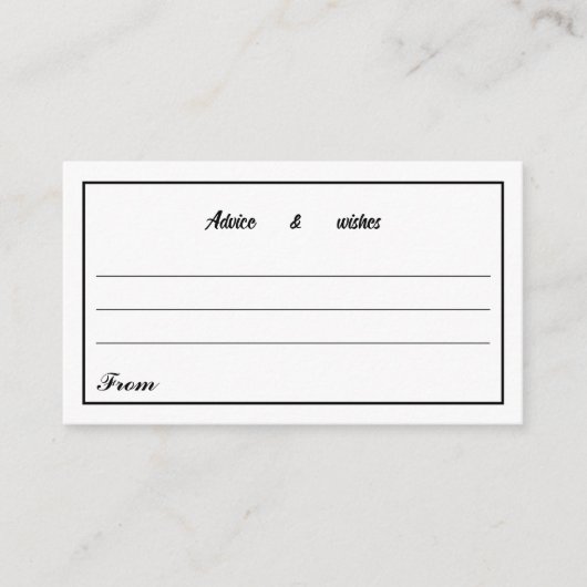 新しいカップルのミニマルな白黒のためのメッセージ エンクロージャーカード (正面)