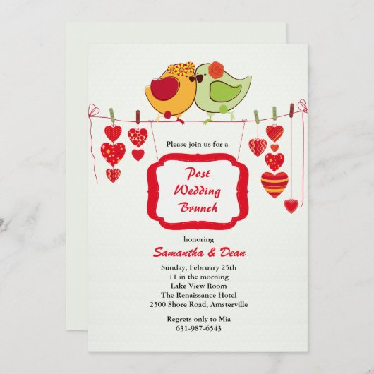 新しいカップル-ポストの結婚式のブランチの招待状 招待状 (正面/裏面)