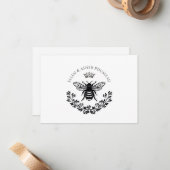 新しいカップルBeeフローラ名結婚のロゴ ノートカード (正面/裏面インサイチュ)