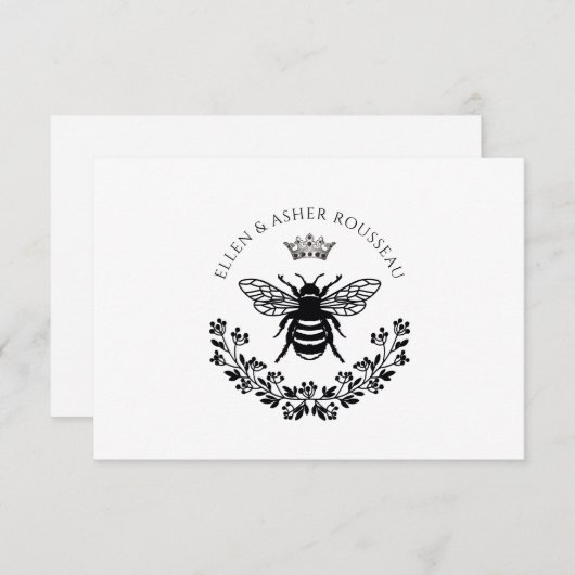新しいカップルBeeフローラ名結婚のロゴ ノートカード (正面/裏面)