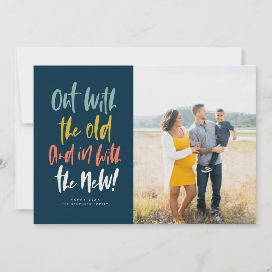 新しいカラフルハッピーニューイヤーの写真カードと一緒に シーズンカード (正面)