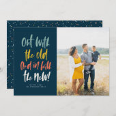 新しいカラフルハッピーニューイヤーの写真カードと一緒に シーズンカード (正面/裏面)