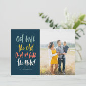 新しいカラフルハッピーニューイヤーの写真カードと一緒に シーズンカード (スタンド正面)