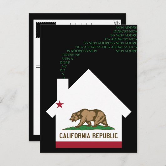 新しいカリフォルニア州の住所 案内ポストカード (正面/裏面)