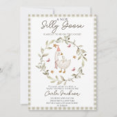 新しいガチョウ間抜けの赤ちゃんシャワーパーティの招待状 招待状 (正面)