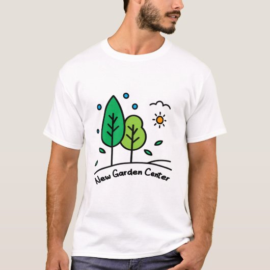 新しいガーデンセンターのカスタムビジネスロゴアート Tシャツ (正面)