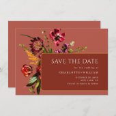 新しいガーデン結婚フラワーのQRコード セーブザデート (正面/裏面)