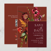 新しいガーデン結婚フラワーのQRコード セーブザデート (正面/裏面)