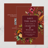 新しいガーデン結婚フラワーのQRコード セーブザデート (正面/裏面)