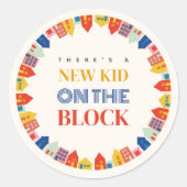 新しいキッズオンザブロックニュートラルハウスベビーシャワー ラウンドシール (正面)