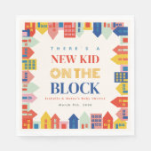 新しいキッズオンザブロックハウスニュートラル赤ちゃんシャワー スタンダードランチョンナプキン (正面)