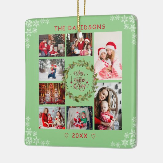 新しいキング写真コラージュに生まれクリスマスの栄光 セラミックオーナメント (左)