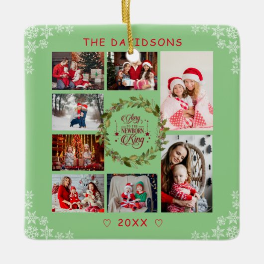 新しいキング写真コラージュに生まれクリスマスの栄光 セラミックオーナメント (正面)