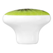 新しいキーウィフルーツ。 隔離される円形の切れのクローズアップ セラミックノブ (側面)