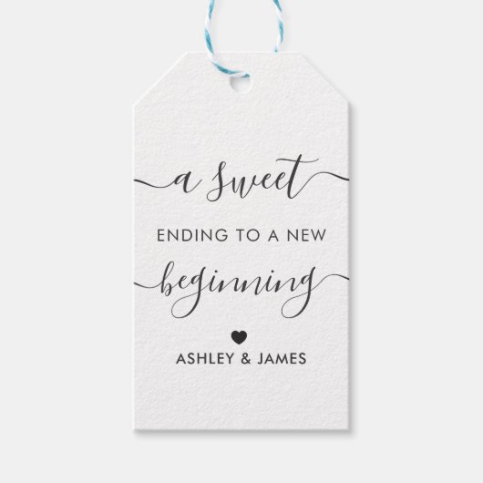 新しいギフトの始めに甘い終わりラベル、クラフト ギフトタグ (正面)