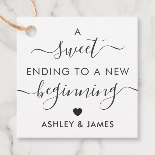 新しいギフトの始めに甘い終わりラベル、クラフト フェイバータグ (正面)