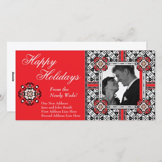 新しいクリスマスカー結婚ドからのハッピーホリデー シーズンカード (正面/裏面)