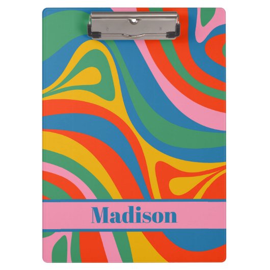 新しいグルーブカラフル抽象芸術パタパーソナライズされたーン クリップボード (正面)