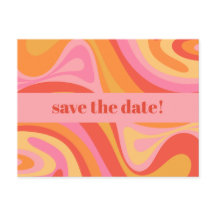 新しいグルーブレトロ抽象芸術ピンクとオレンジ