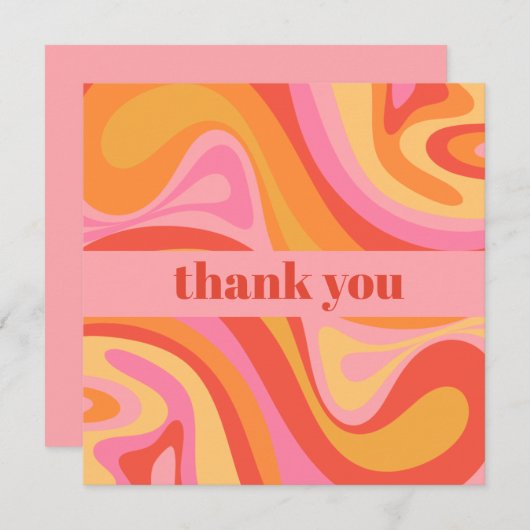 新しいグルーブレトロ抽象芸術ピンクオレンジありがとう (正面/裏面)