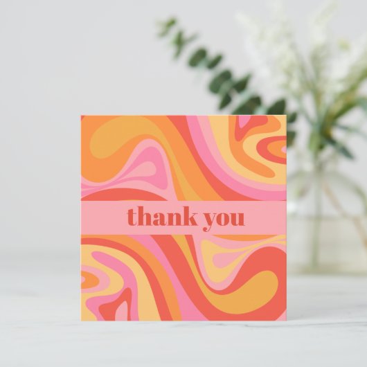 新しいグルーブレトロ抽象芸術ピンクオレンジありがとう (スタンド正面)