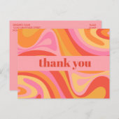新しいグルーブレトロ抽象芸術ピンクオレンジありがとう ポストカード (正面/裏面)