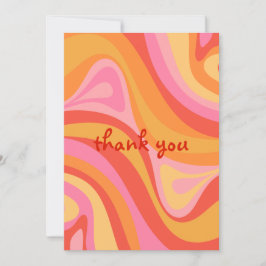 新しいグルーブレトロ抽象芸術ピンクオレンジありがとう 招待状