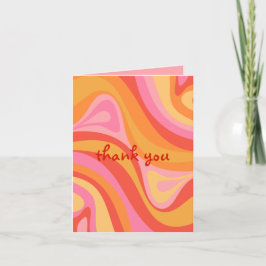 新しいグルーブレトロ抽象芸術ピンクオレンジありがとう 招待状