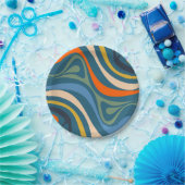 新しいグルーブ数々のカラーレトロ旋回抽象芸術パターン ペーパープレート (パーティー)