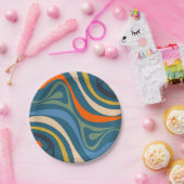 新しいグルーブ数々のカラーレトロ旋回抽象芸術パターン ペーパープレート (パーティー)