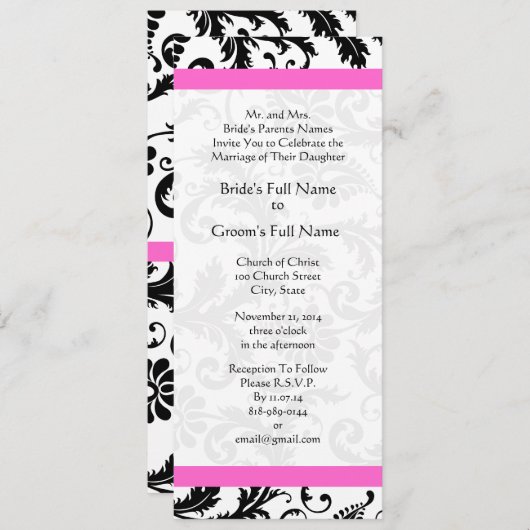 新しいサイズダマスクスワーズ結婚式招待状 招待状 (正面/裏面)