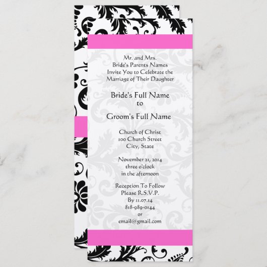 新しいサイズダマスクスワーズ結婚式招待状 招待状 (正面/裏面)