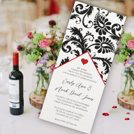 新しいサイズブラックダマスクスワーズ結婚式招待状 招待状