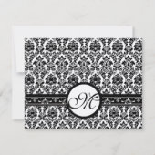 新しいサイズ黒のダマスク結婚スワールの応答カード 出欠カード (裏面)