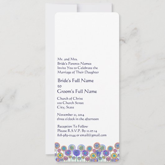 新しいサイズ4.25x9.25おもしろい花結婚式招待状 招待状 (正面)